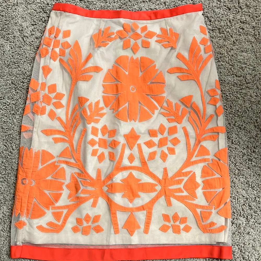 Etcetera Floral Appliqué Pencil Skirt - Sz 2